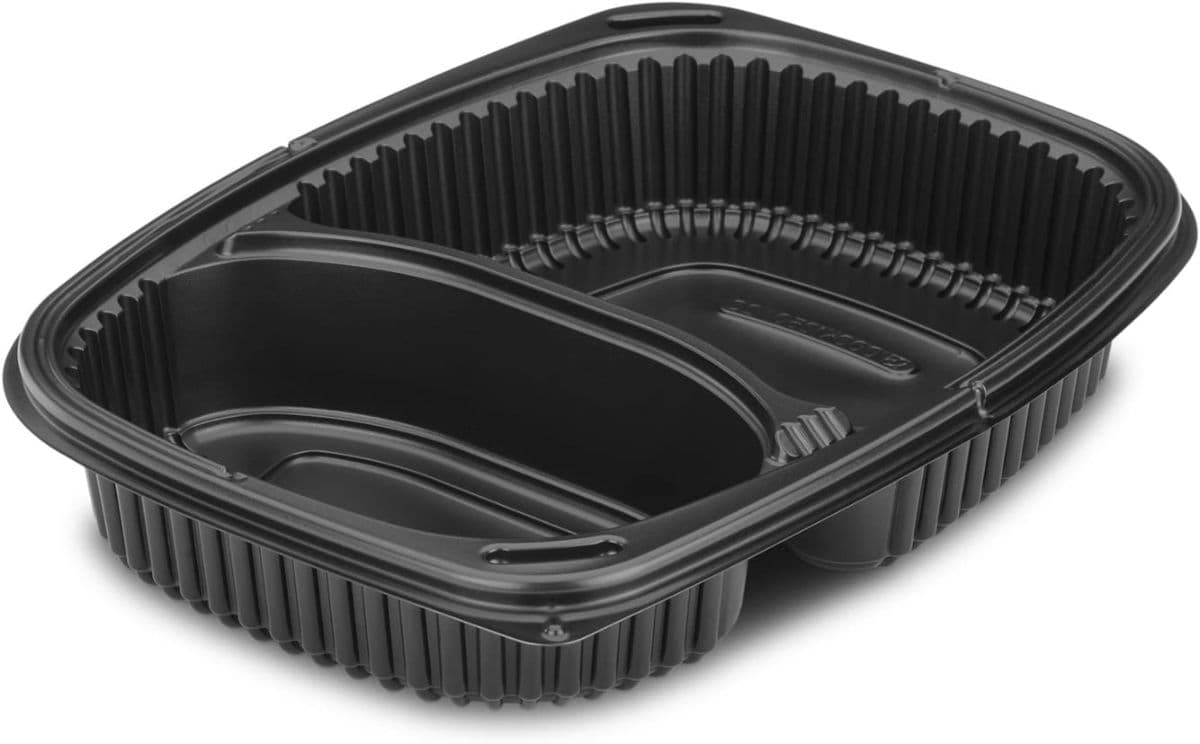 34oz two-compartment PP plastic meal tray for cook-chill service