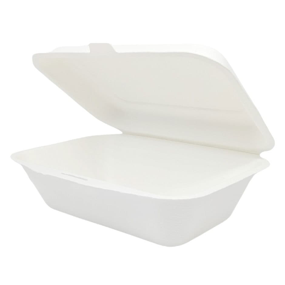 Bagasse clamshell meal container
