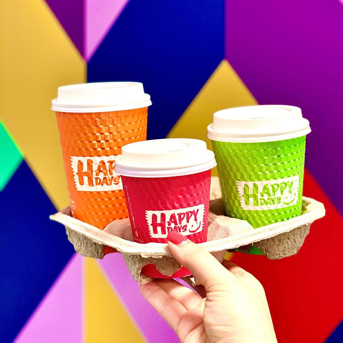 16oz Embossed Happy Days PE Double Walled Hot Cups 2