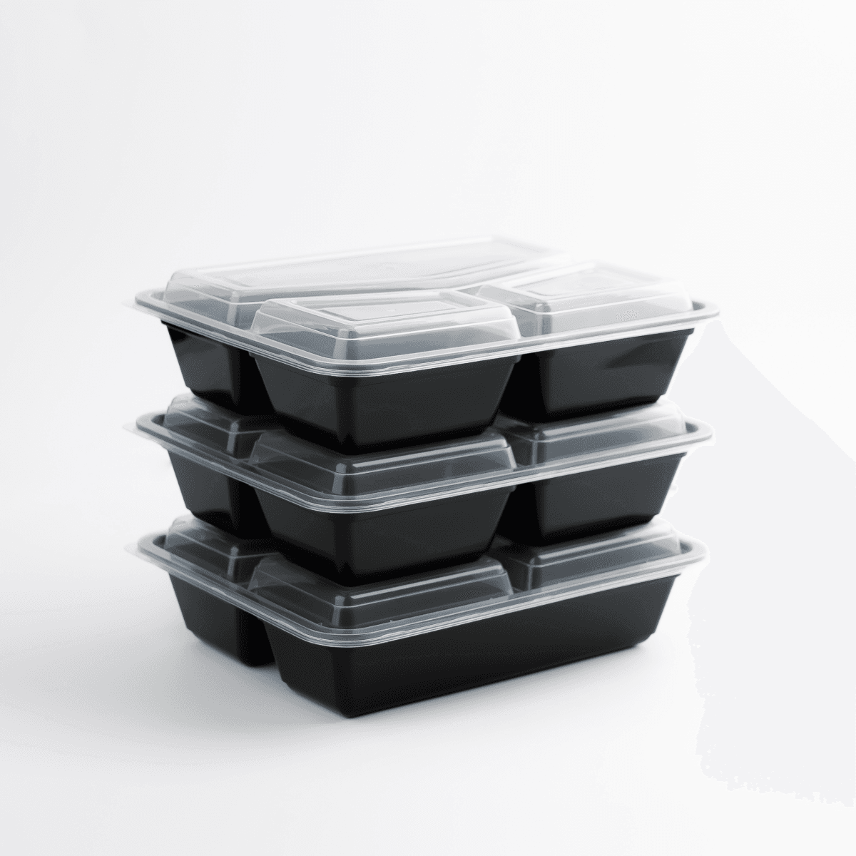 32oz Onyx PP 3-Compartment Container  (Black Base & Clear Lid Combo) 4