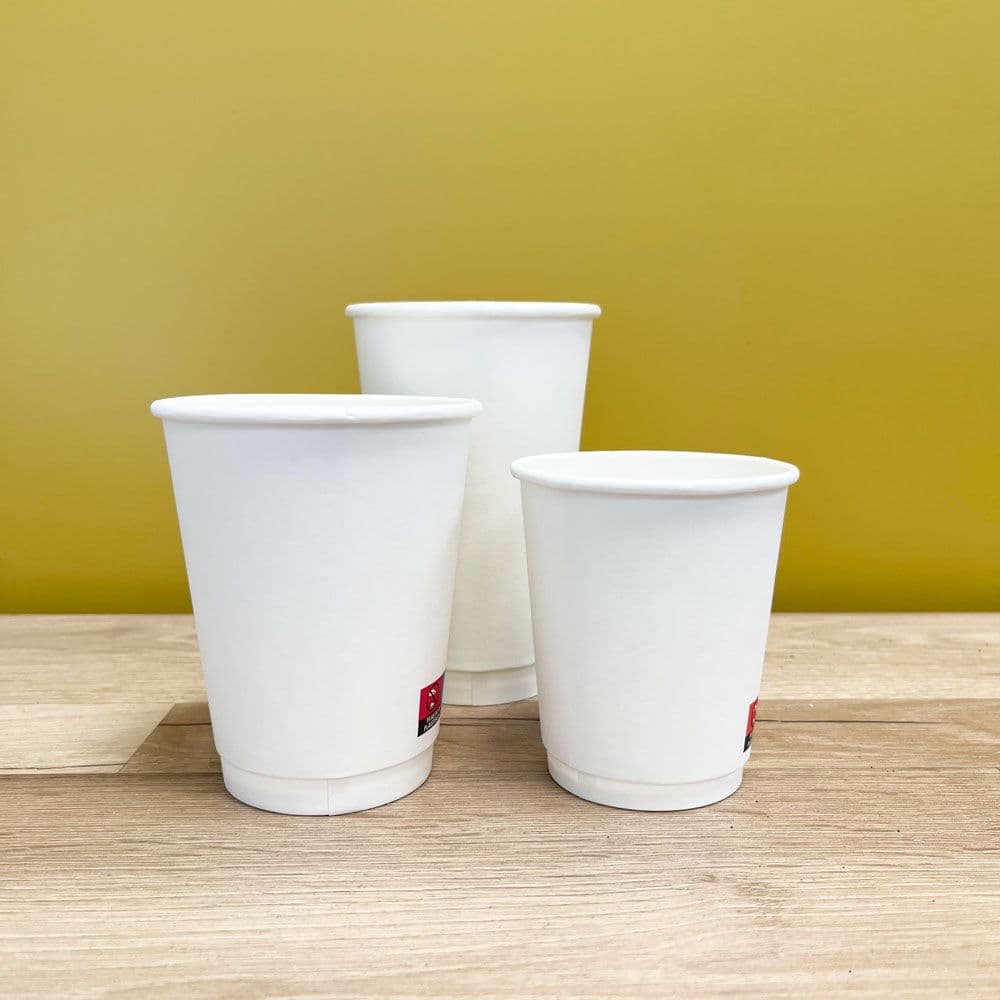 12oz White Matte PE Double Wall Hot Cups 2