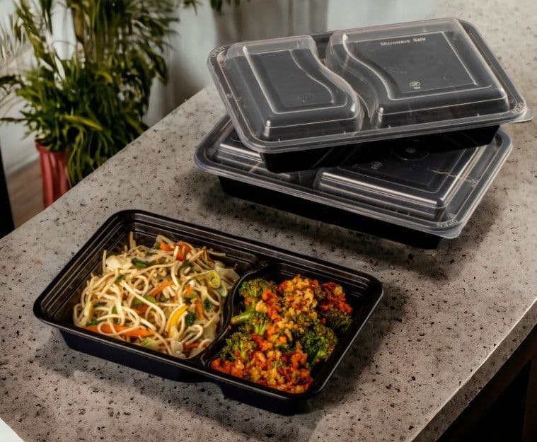 32oz Onyx PP 2-Compartment Container (Black Base & Clear Lid Combo) 3