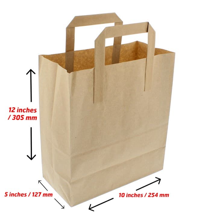 Brown Kraft Paper Bag with Paper Tape Handles (10x15x12") 2