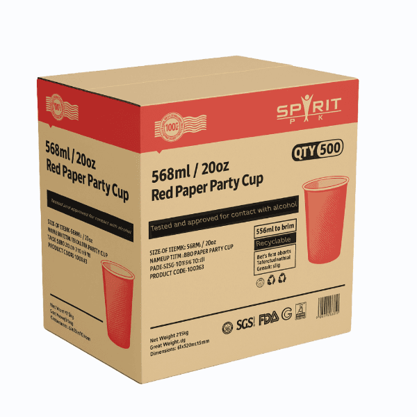 20oz Spiritpak Red Paper Party Cup 4