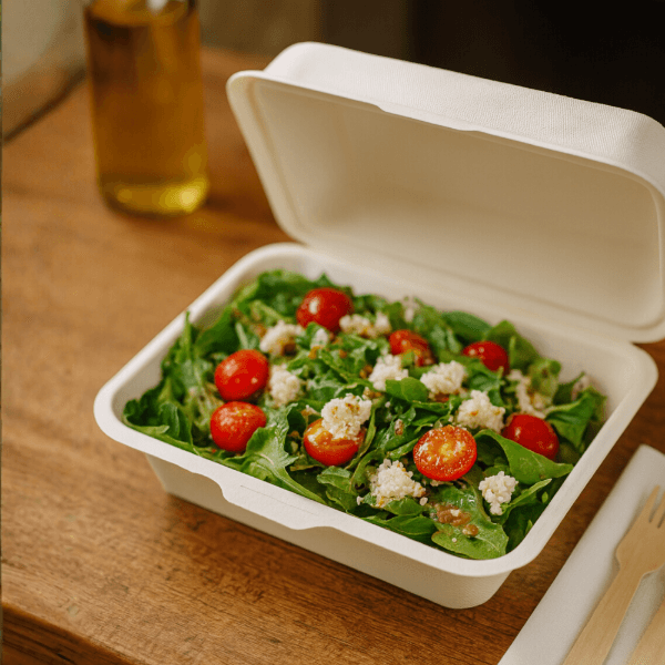 7"x5" Small Bagasse Rectangle Meal Box 2