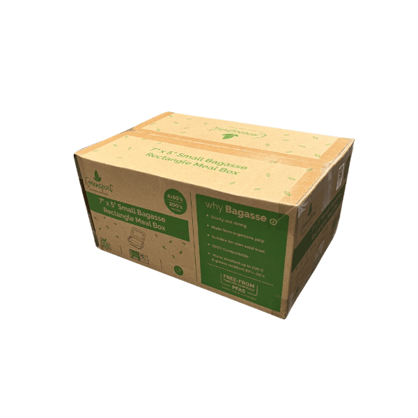 7"x5" Small Bagasse Rectangle Meal Box 3