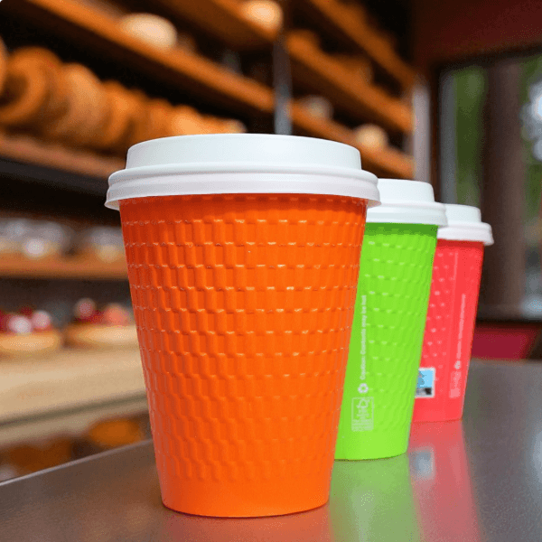 12oz Embossed PE Double Wall Hot Cups with 90mm Lids 2