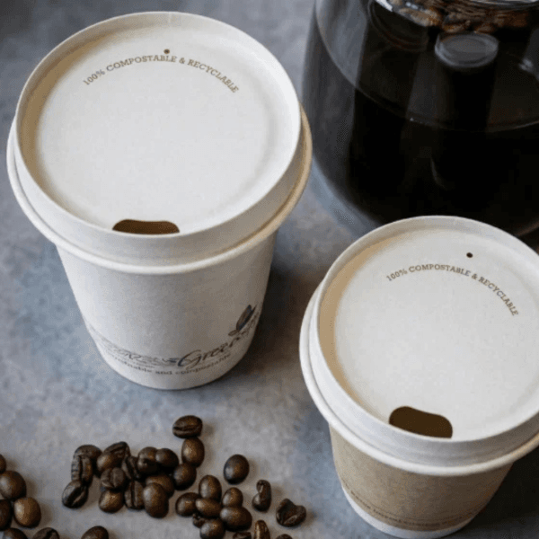 White Greenspirit Aqueous Paper Hot Cup Lid (90mm) 2