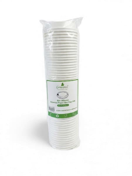 White Greenspirit Aqueous Paper Hot Cup Lid (80mm) 3