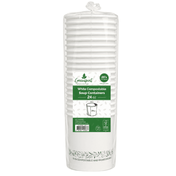 24oz White Greenspirit Compostable Soup Container 4