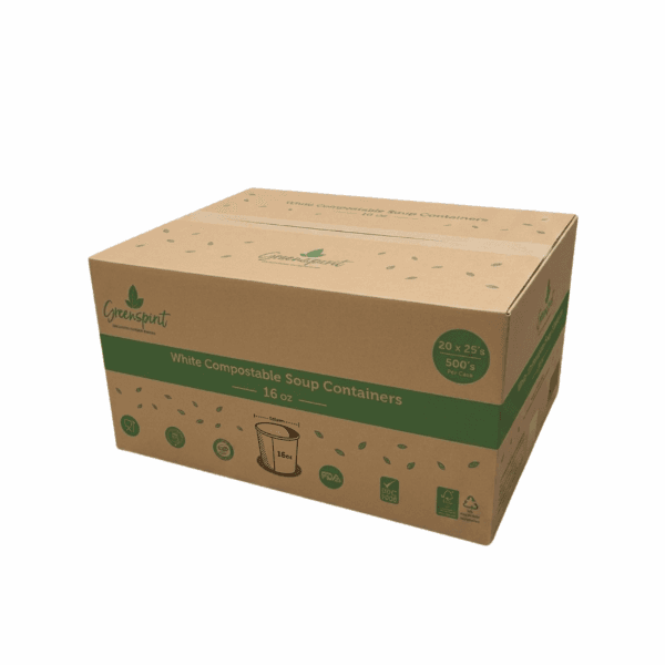 16oz White Greenspirit Compostable Soup Containers 4