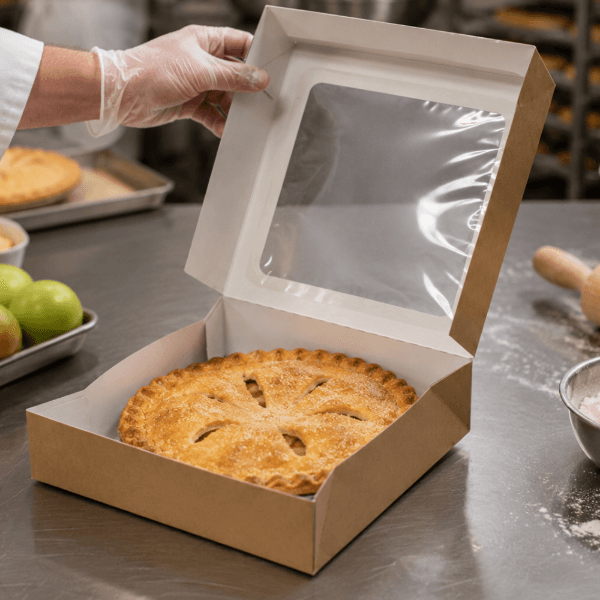 Kraft Brown Apple Tart Box with Window (9x9x2") 3