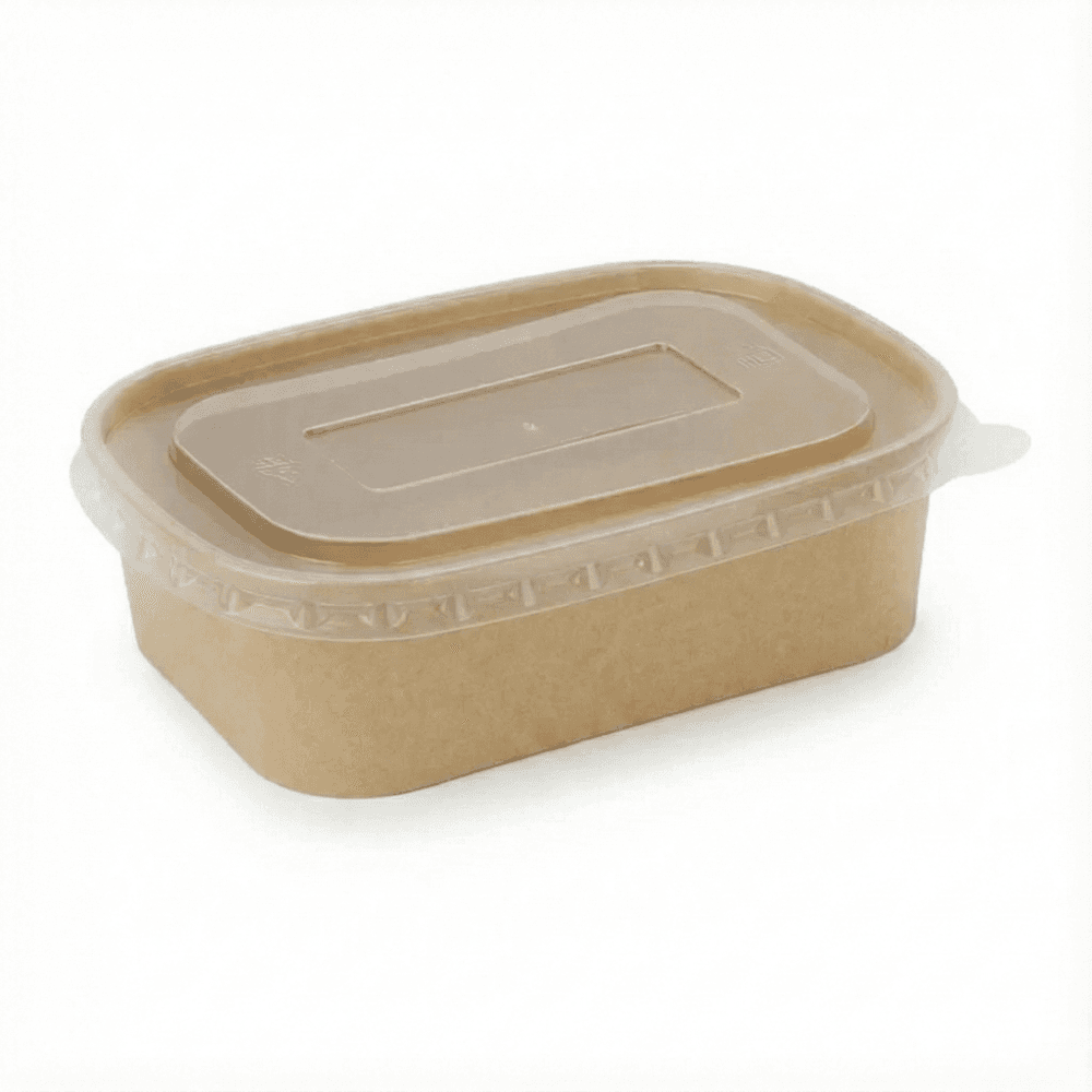 650ml Spiritpak Kraft Rectangular Container with PP Lid