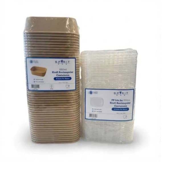 650ml Spiritpak Kraft Rectangular Container with PP Lid 3