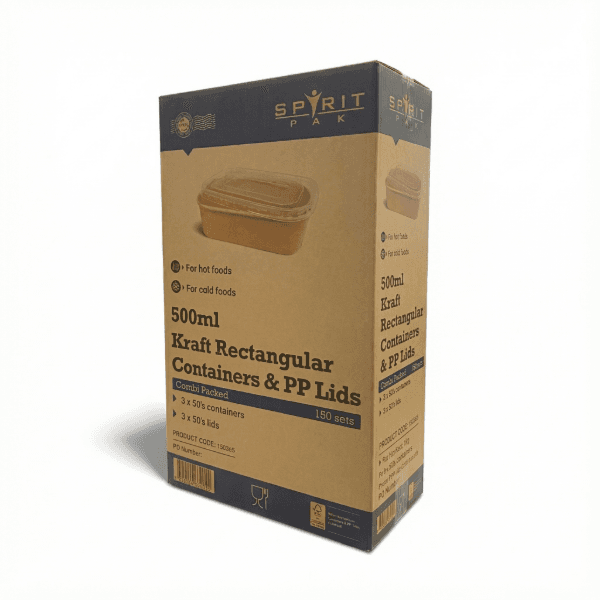 500ml Spiritpak Kraft Rectangular Container with PP Lid 4