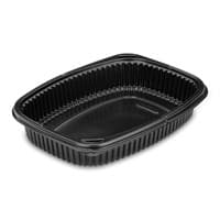 36oz Black 1-Compartment Microwavable Container & Lid (235x202x40mm) 2