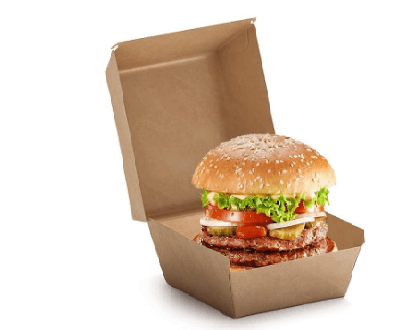 Kraft Corrugated Burger Box with Hinged Lid (5x5x3")