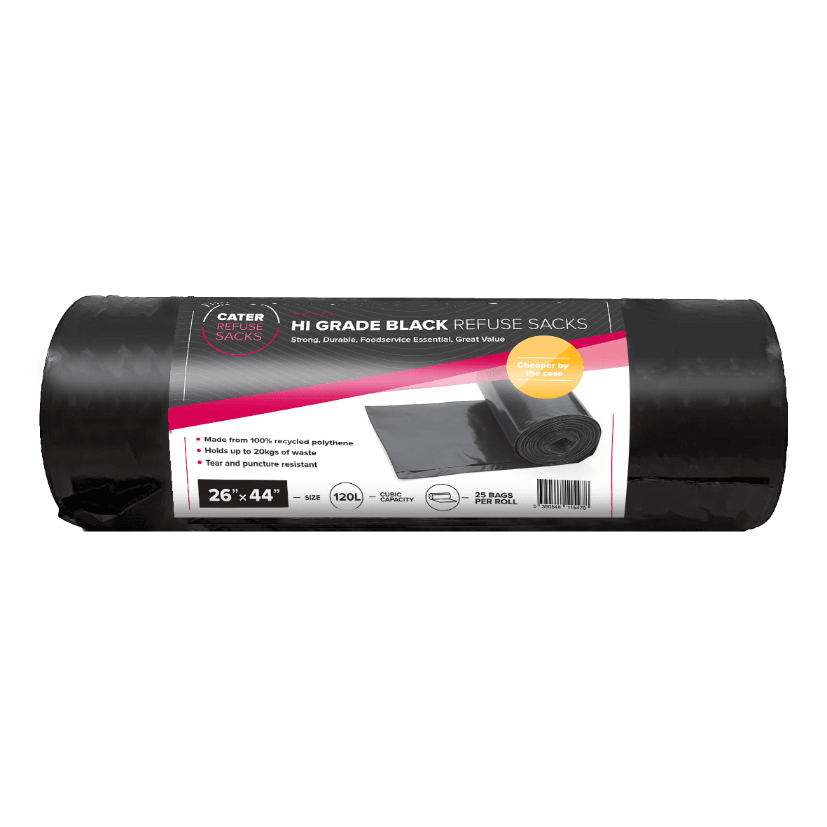 Rolls of black and clear refuse sacks