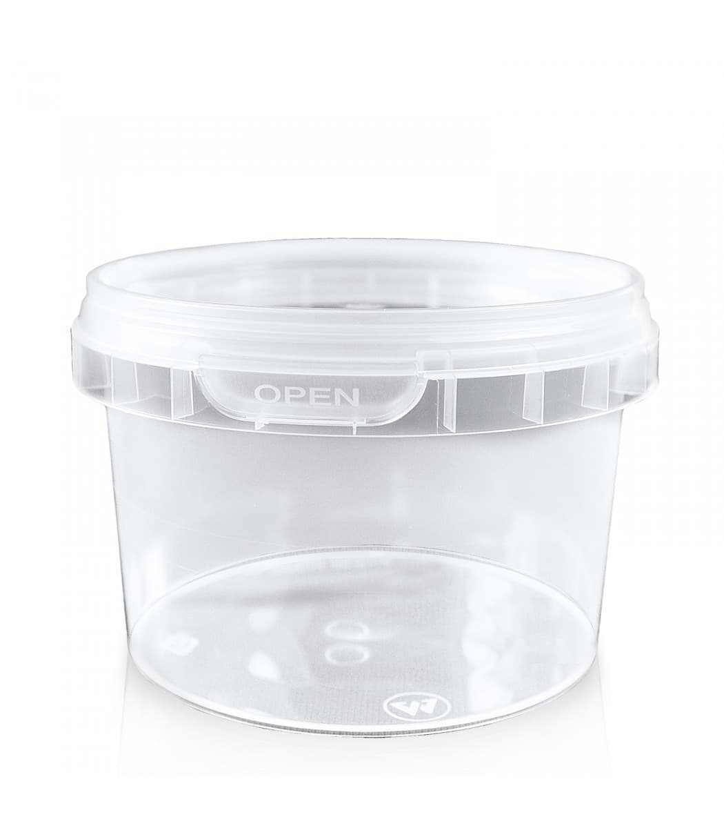 Stack of clear Ringlock tamper-evident tubs