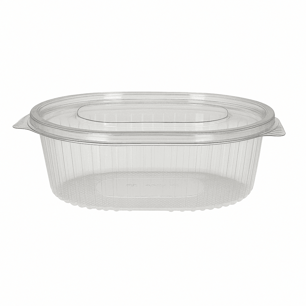 750cc Oval Hinged PET Salad Container