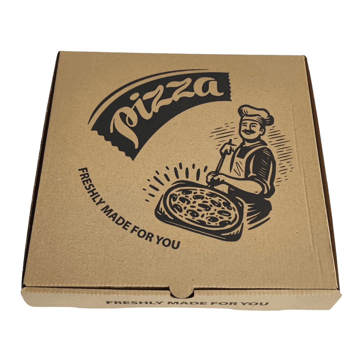 Pizza Box Kraft Brown with Black Stock Design (7")