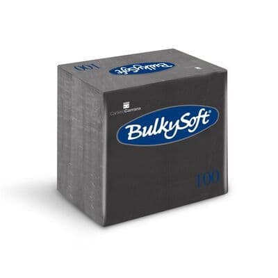 BulkySoft 40x40cm Black 2ply 8fold Dinner Napkin