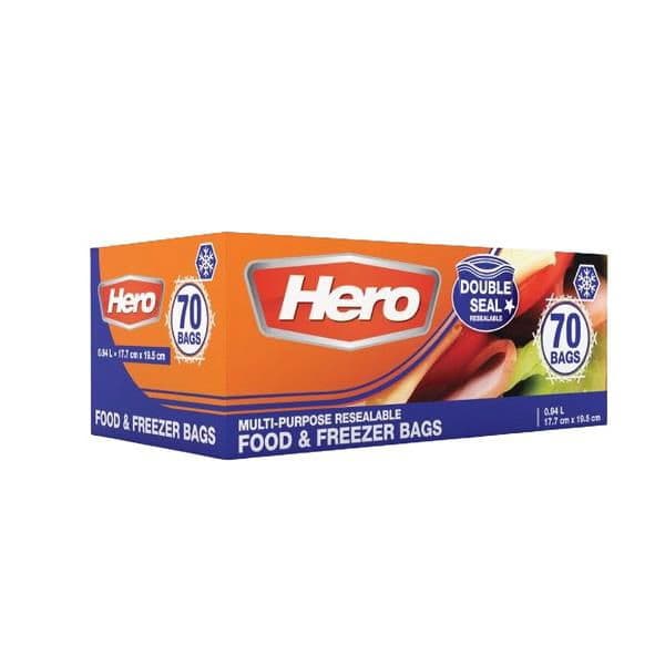 Hero Double Seal Food & Freezer Bags (1L)