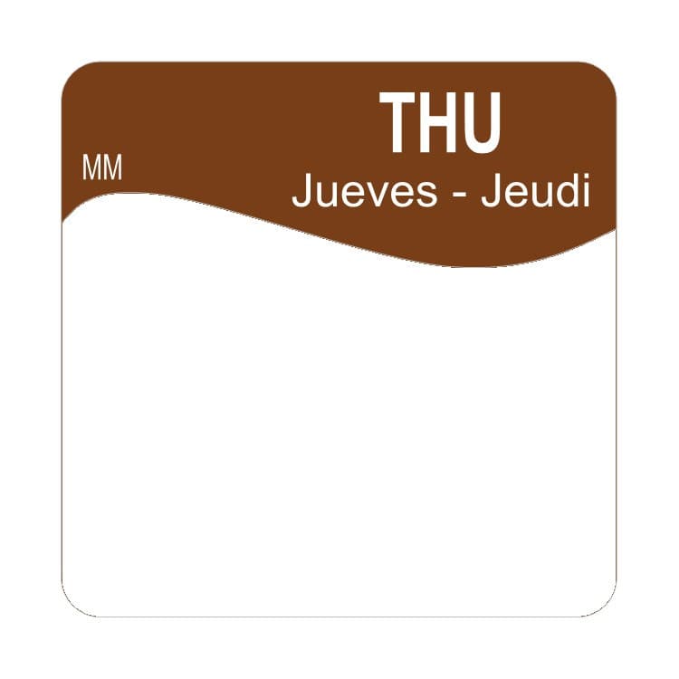 25mm Removable SQUARE LABEL - THURSDAY