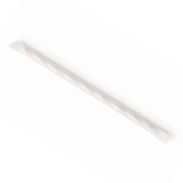 Wrapped Red Striped Paper Straw (3-Ply, 6mm x 197mm)