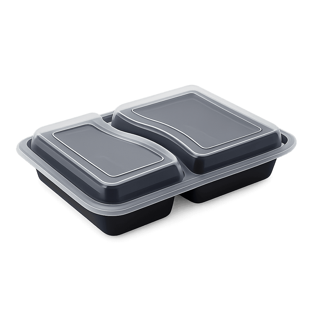 32oz Onyx 2 Comp PP Microwavable & Reusable Black Base Clear Lid