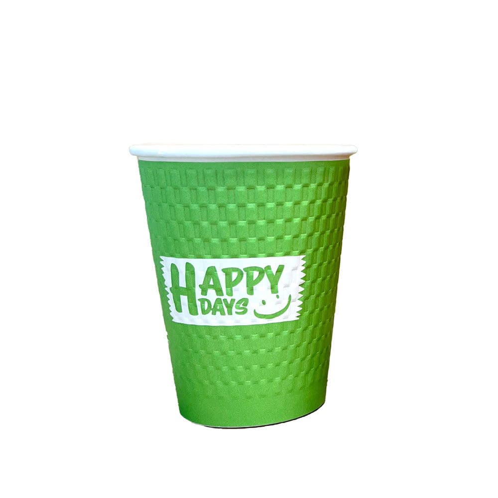 12oz Embossed Happy Days PE Double Walled Hot Cups