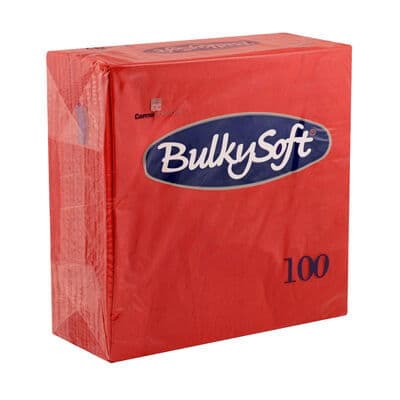 BulkySoft 40x40cm Red 2ply 4fold Dinner Napkin