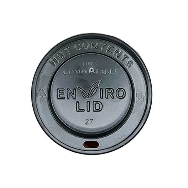 80mm Black Compostable Hot Cup Lids (Fits 8oz)