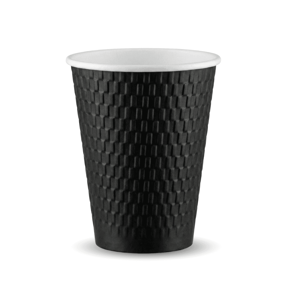 12oz Black Embossed PE Double Wall Hot Cups