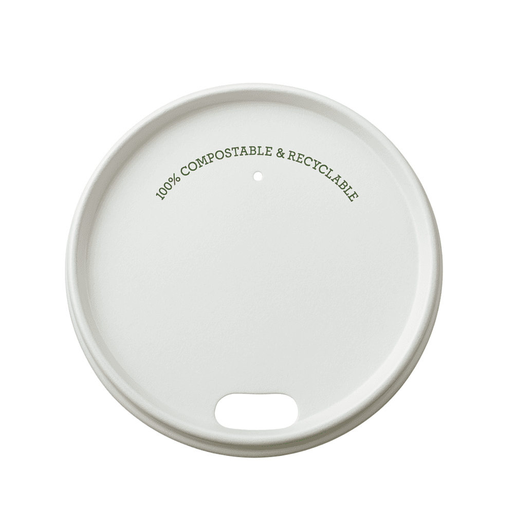 White Greenspirit Aqueous Paper Hot Cup Lid (90mm)