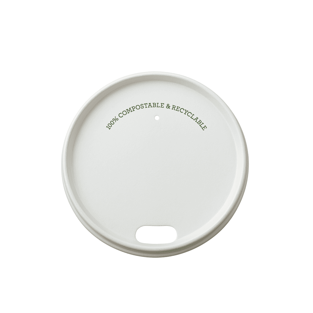 White Greenspirit Aqueous Paper Hot Cup Lid (80mm)