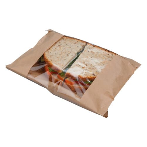 Large Kraft Compostable Windowed Flat Bag (250x250mm)