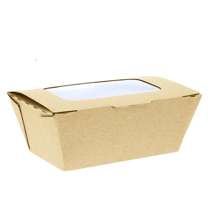 Light Brown Corrugated To Go Box with Window (205x155x60mm)