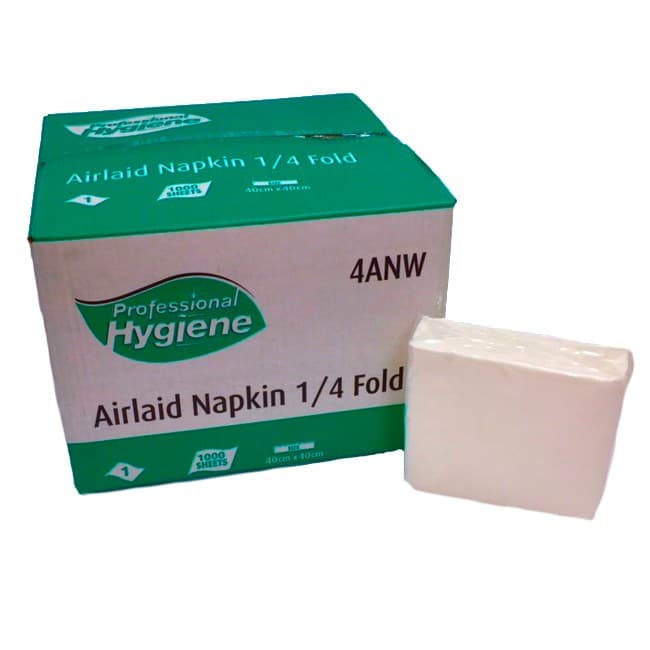 White Airlaid Napkin 1ply (40x40cm, 1/4 Fold)