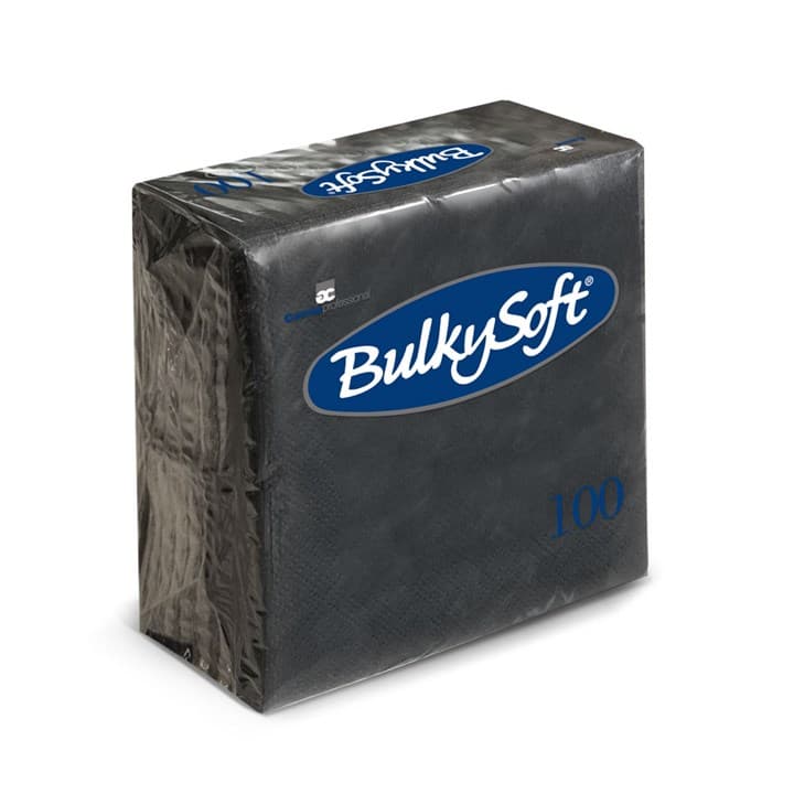 Black Bulky Soft Napkin 1/4 Fold (24x24cm)