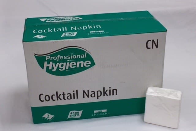 White Cocktail Napkin 2ply (23x23cm)