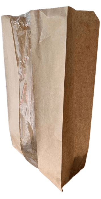 SMALL BROWN KRAFT BAG WITH OPP WINDOW (L)175 (W)80 (H)340mm