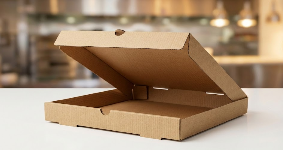 Corrugated pizza box with steam vents